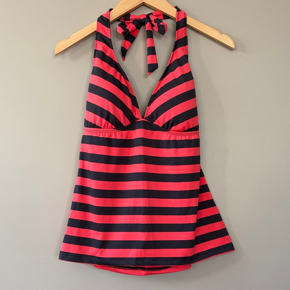 NWT Mossimo Halter Tankini Swimsuit Top Size Large Charcoal Grey Gray Coral